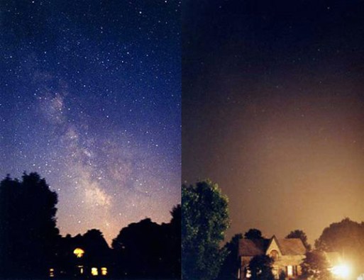 The night sky- Without and With Pollution